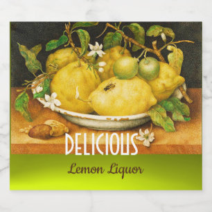 SEASON'S FRUITS LEMONS AND  LEMON  FLOWERS LIQUOR BOTTLE LABEL