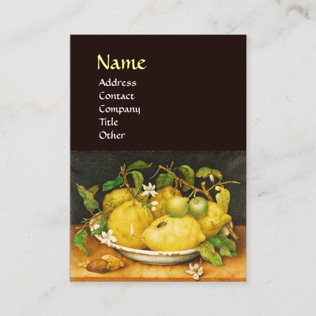 SEASON'S FRUITS LEMONS AND WHITE FLOWERS BUSINESS CARD (Front)