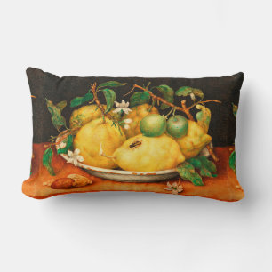 SEASON'S FRUITS LEMONS AND WHITE FLOWERS   LUMBAR PILLOW