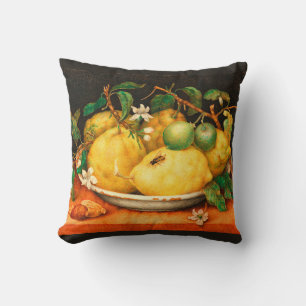 SEASON'S FRUITS LEMONS AND WHITE FLOWERS  THROW PILLOW