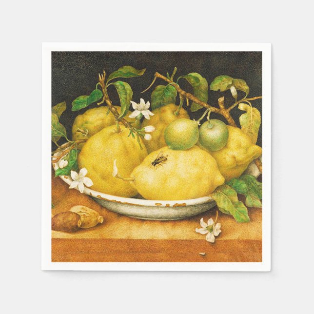 SEASON'S FRUITS,LEMONS LEMON FLOWERS Yellow Napkin (Front)
