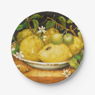 SEASON'S FRUITS,LEMONS LEMON FLOWERS Yellow Paper Plate