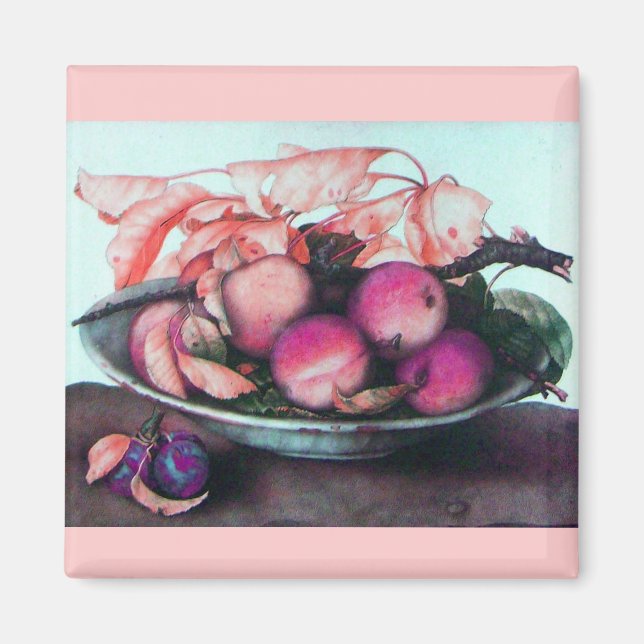 SEASON'S FRUITS,PEACHES ,Peach Plate Still Life Magnet (Front)