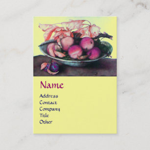 SEASON'S FRUITS Peaches,Prunes and Leaves Yellow Business Card