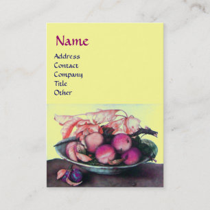 SEASON'S FRUITS Peaches,Prunes and Leaves Yellow Business Card