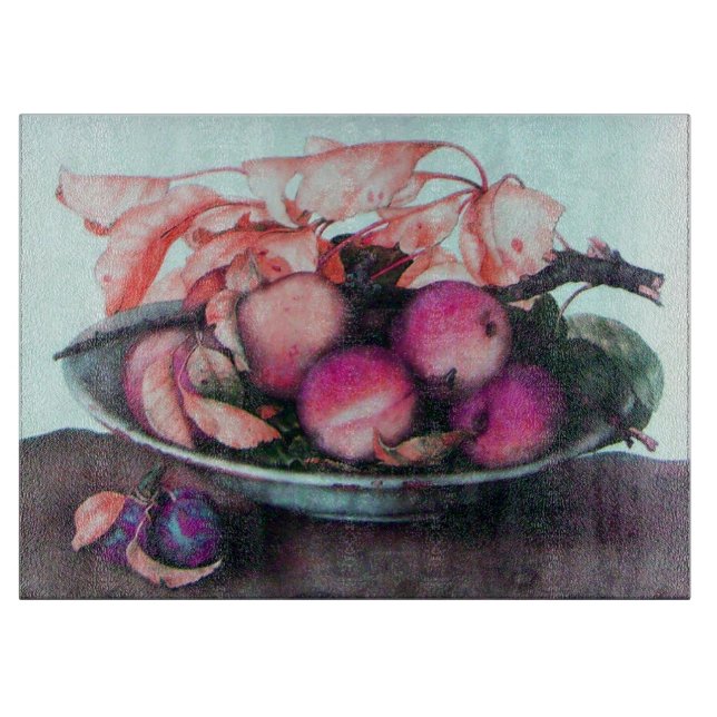 SEASON'S FRUITS ,PEACHES ,PRUNES  PLATE Still Life Cutting Board (Front)