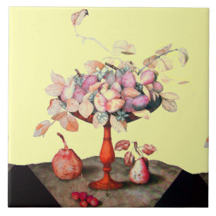 SEASON'S FRUITS Pears Prunes Cherries and Jasmines Tile