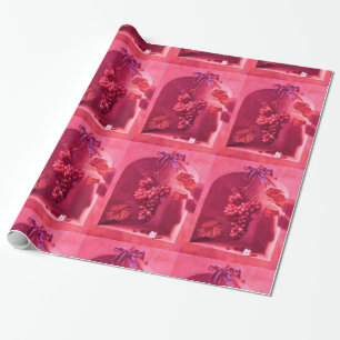 SEASON'S FRUITS -PROSPERITY Fuchsia Red Pink Wrapping Paper