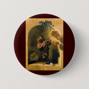 SEASON'S FRUITS -PROSPERITY HANGED GRAPES Rustic 2 Inch Round Button
