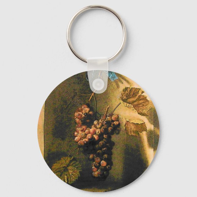 SEASON'S FRUITS -PROSPERITY HANGED GRAPES Rustic Keychain (Front)