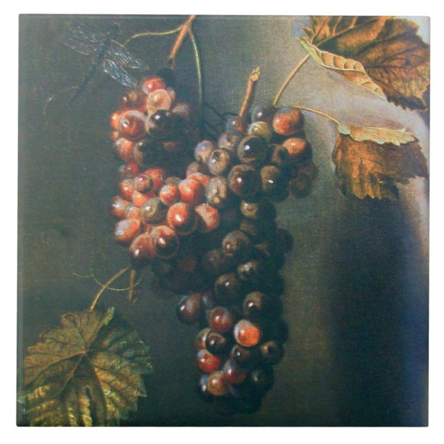 SEASON'S FRUITS -PROSPERITY HANGED GRAPES Rustic Tile (Front)