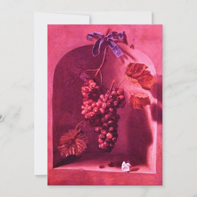 SEASON'S FRUITS -PROSPERITY pink fuchsia red brown Invitation (Front)