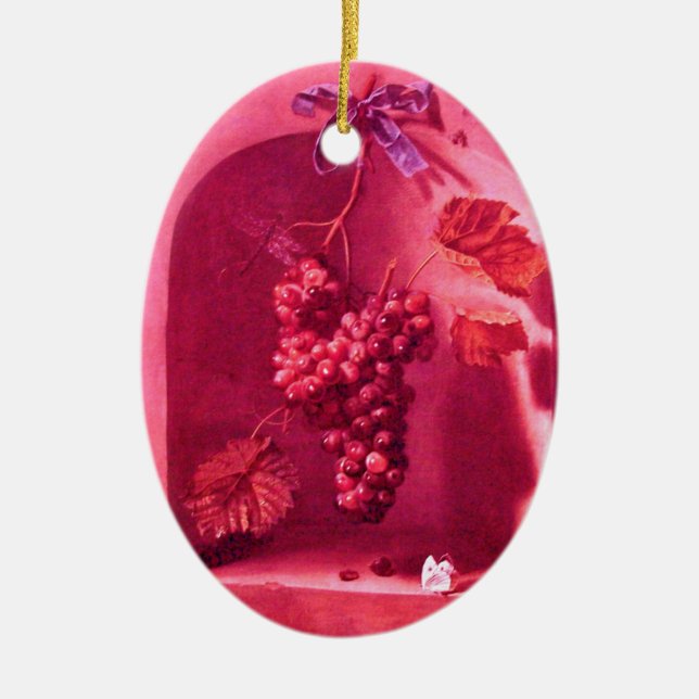 SEASON'S FRUITS -PROSPERITY Pink Purple Amethyst Ceramic Ornament (Front)