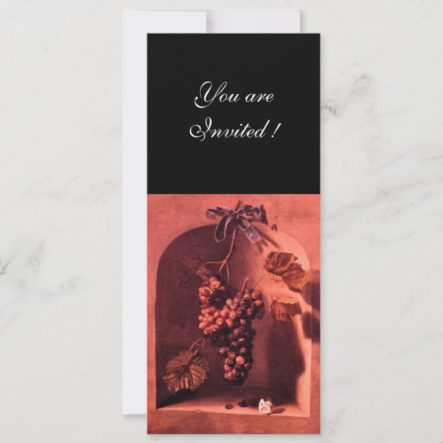 SEASON'S FRUITS - PROSPERITY ,pink red black Invitation (Front)