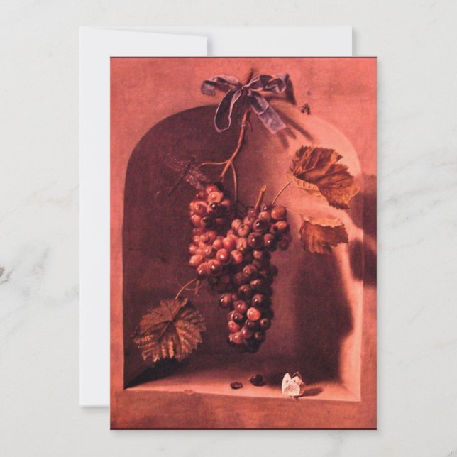 SEASON'S FRUITS - PROSPERITY ,pink red brown Invitation (Front)