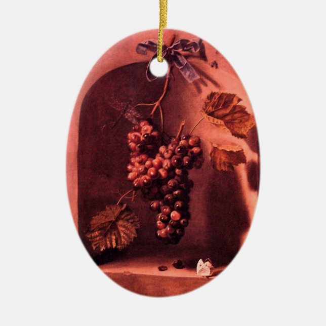 SEASON'S FRUITS -PROSPERITY Pink Red Ruby Ceramic Ornament (Front)