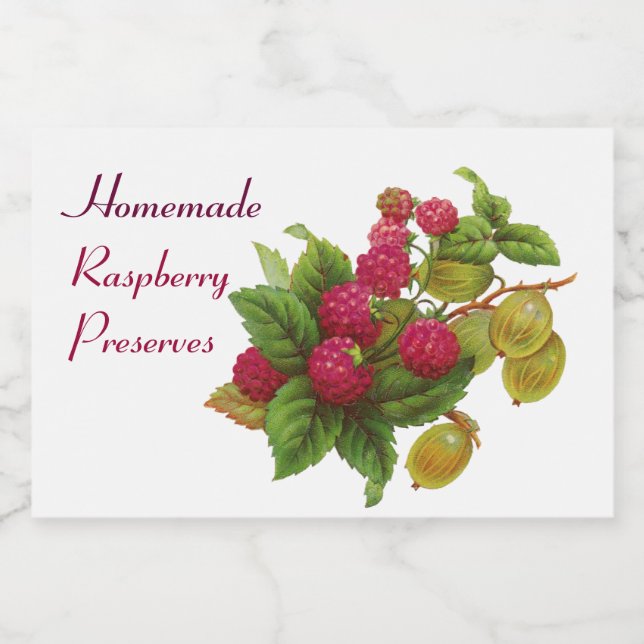SEASON'S FRUITS / RASPBERRIES .Preserves White Food Label (Single Label)