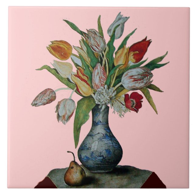 SEASON'S FRUITS / TULIPS IN VASE AND PEAR TILE (Front)