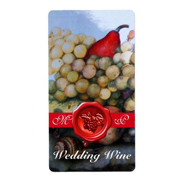 SEASON'S FRUITS WEDDING WINE RED WAX SEAL MONOGRAM (Front)