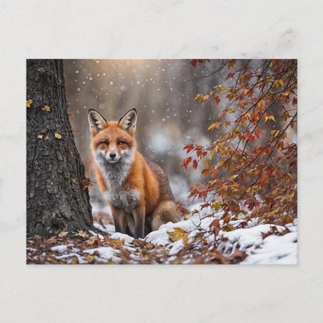 Seasons Greeting Christmas Holiday Fox and Snow (Front)