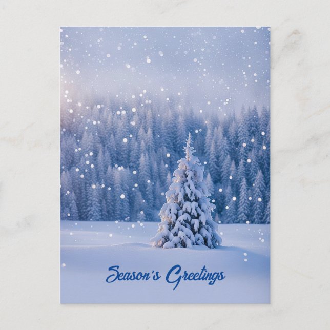 Season's Greeting Christmas Tree Snow Holiday Postcard (Front)