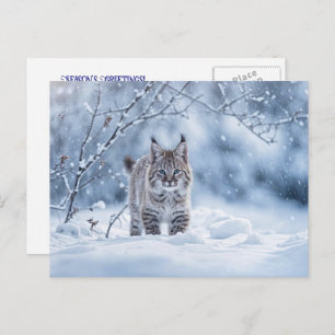 Seasons Greeting Holiday Bobcat Snow