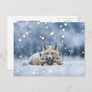 Seasons Greeting Holiday Fox and Snow