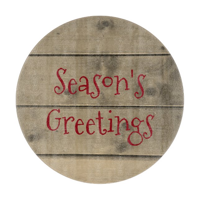 Season's Greeting Rustic Christmas Cutting Board (Front)