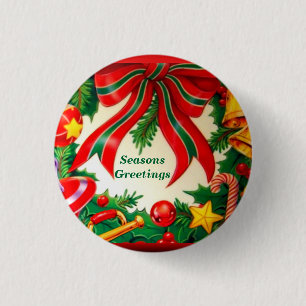 Seasons Greetings_ 1 Inch Round Button