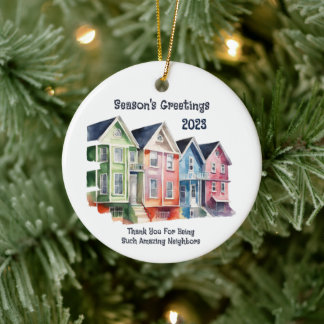 Season's Greetings 2023 Round Metal Ceramic Ornament