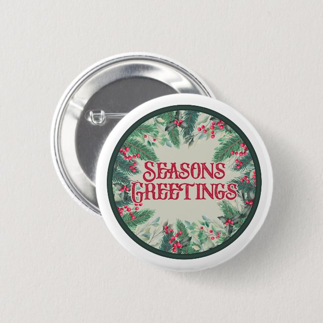 Seasons Greetings 2 Inch Round Button (Front & Back)