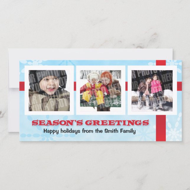 Season's Greetings 3 photo Holiday Card (Front)