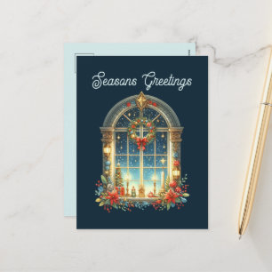 Seasons greetings add message  holiday postcard