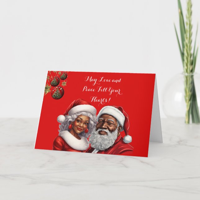 "Seasons Greetings" -African-American Greeting Holiday Card (Front)