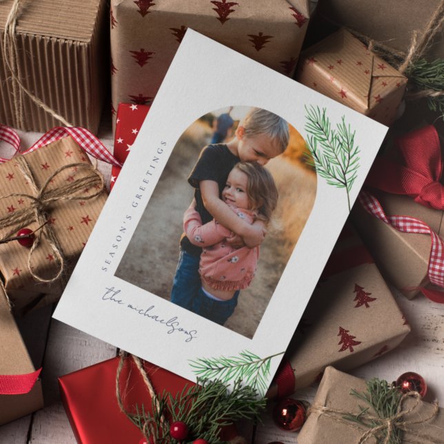 SEASON'S GREETINGS | Arch Photo Christmas Invitation (Creator Uploaded)