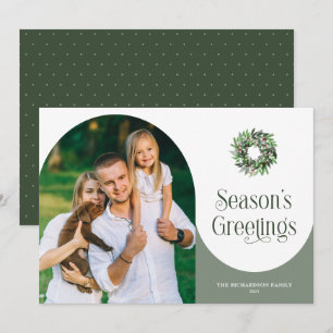 Season's Greetings Arched Photo Modern Holiday Card