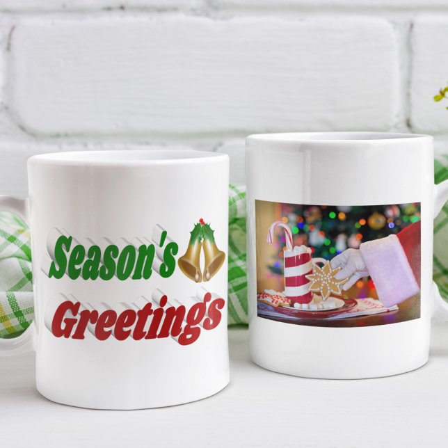 Seasons Greetings Bells Christmas photo typography Coffee Mug (Creator Uploaded)