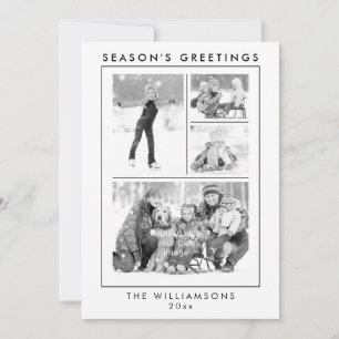 Season's Greetings Black and White Photo Holiday Card