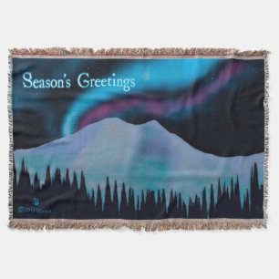 Season's Greetings - Blue Aurora Throw Blanket