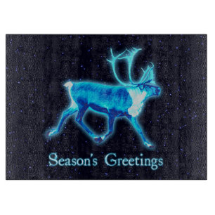 Season's Greetings - Blue Caribou (Reindeer) Cutting Board