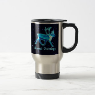 Season's Greetings - Blue Caribou (Reindeer) Travel Mug