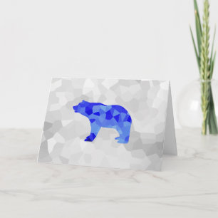 Season's Greetings Blue Geometric Winter Bear Card