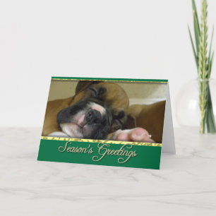 Season's greetings Boxer puppy card