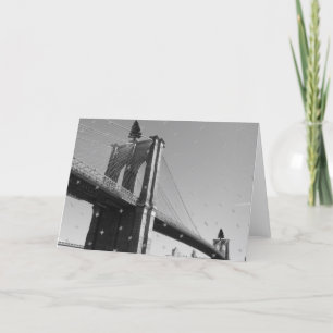 Seasons Greetings - Brooklyn Bridge & Snow/Trees Holiday Card