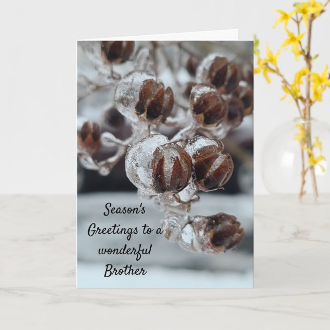 Season's Greetings Brother Card (Yellow Flower)