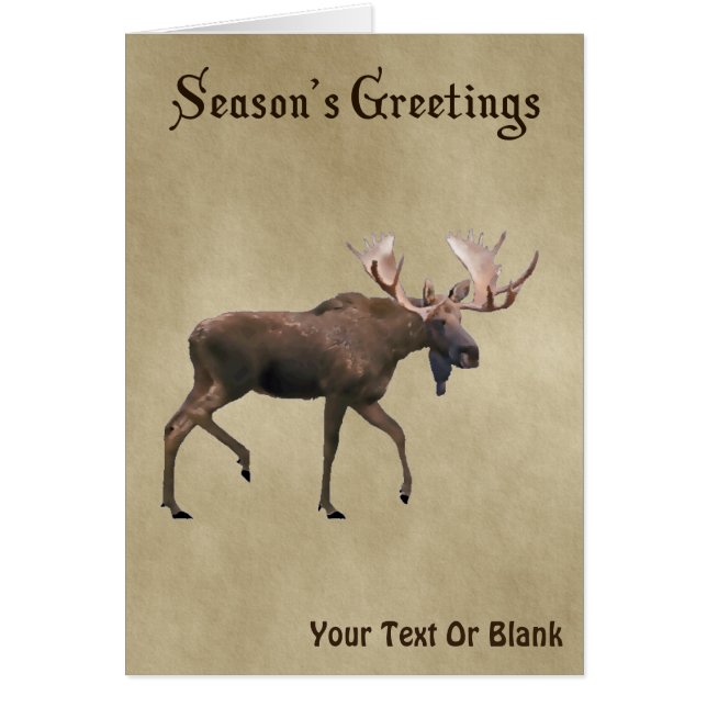 Season's Greetings - Bull Moose On Old Paper (Front)