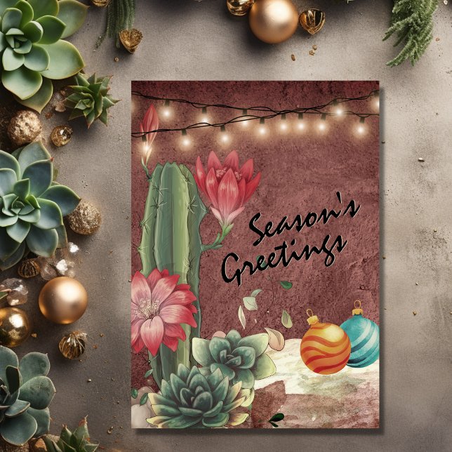 Season's Greetings Cactus and Succulents Christmas Holiday Card (Front - Season's Greetings Cactus and Succulents Christmas Holiday Card)