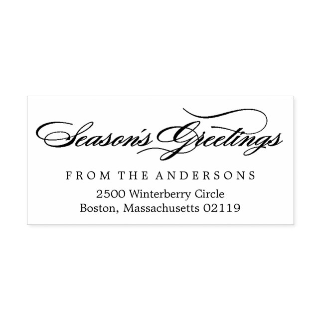 Season's Greetings Calligraphy Return Address Rubber Stamp (Imprint)