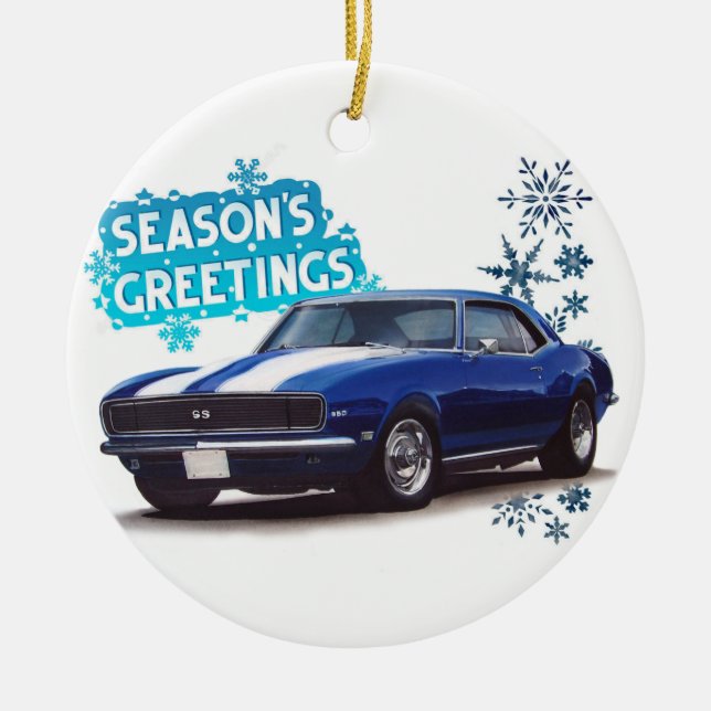 Season's Greetings Camaro Ceramic Ornament (Front)