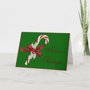 Season's Greetings Candy Cane Card